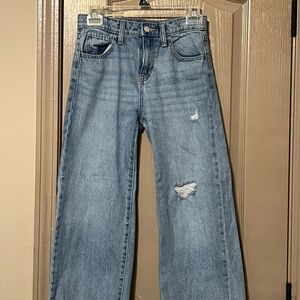 Old Navy Light Blue Distressed Wide Leg Jeans
